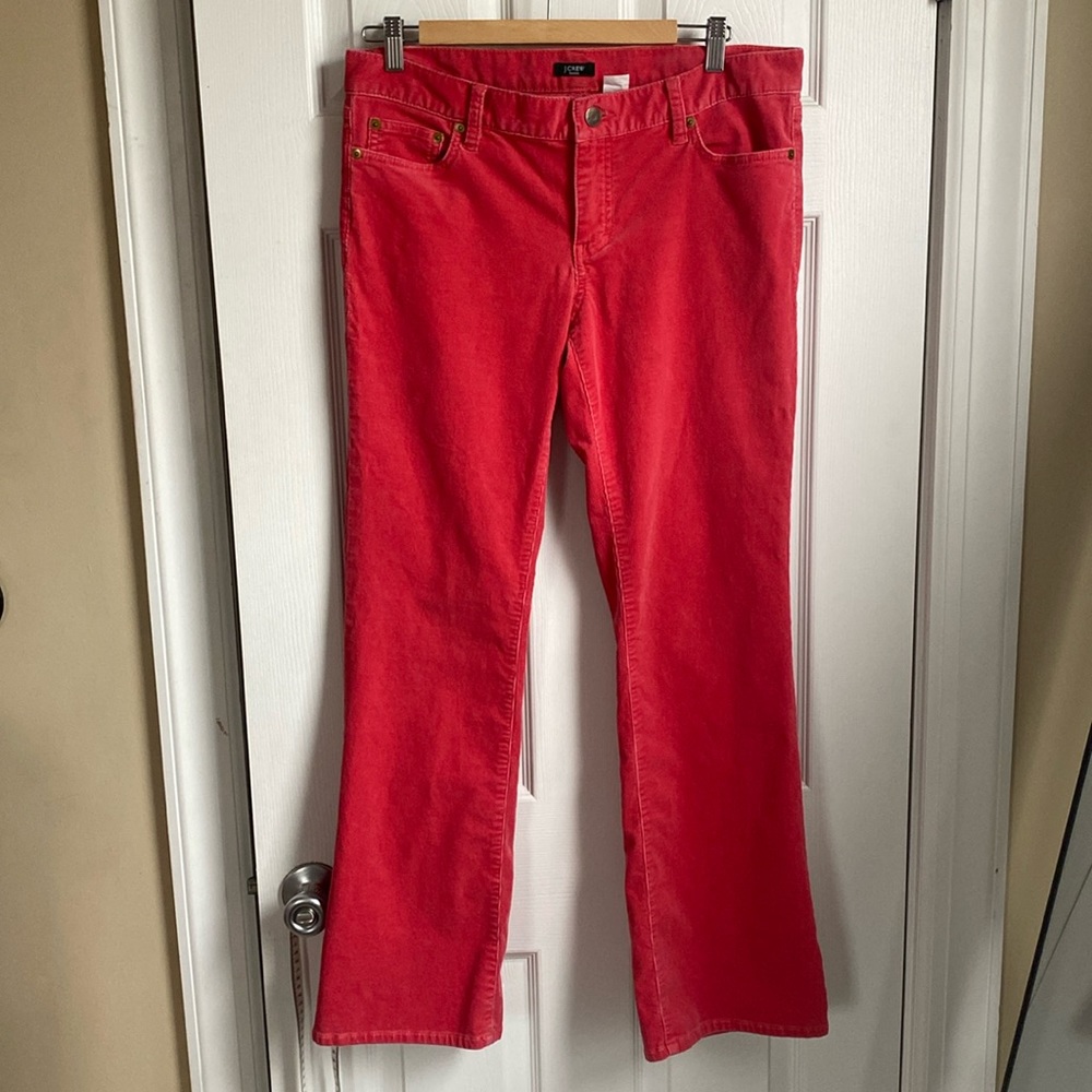 J Crew coral colored bootcut stretch corduroys size 8S
